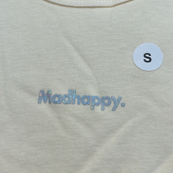 MADHAPPY Cream baby tee short sleeve women’s T-Shirt small new without tags - Picture 3 of 5